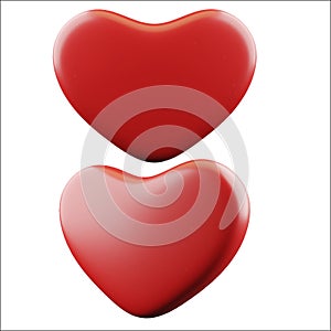 Set of red realistic hearts. Happy symbol of Valentine`s Day, object of romantic love