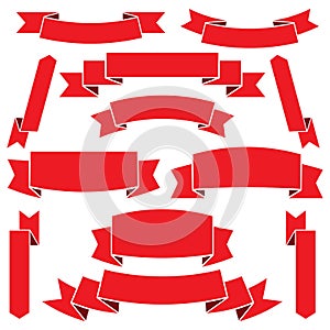 Set of red ribbon banner icon