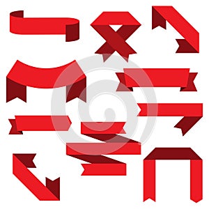 Set of red ribbon banner icon