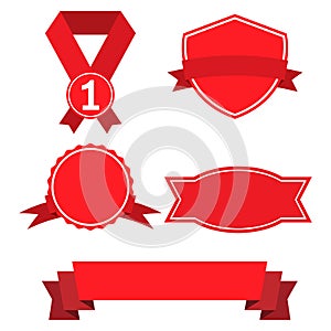 Set of red ribbon banner icon