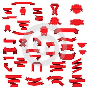 Set of red ribbon banner icon