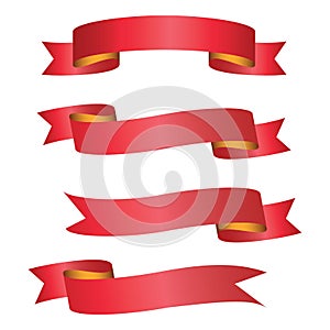 Set of red ribbon banner icon