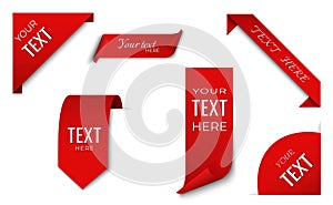 Set of red ribbon and corner banner template. tag design