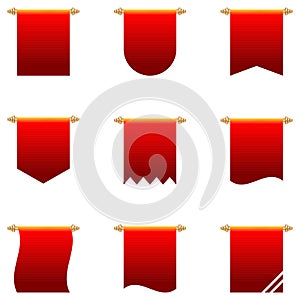 Set of red ribbon, labels and banners set Vector