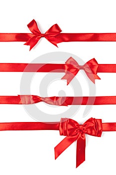 Set of red ribbon satin bows