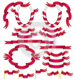 Set of red ribbons