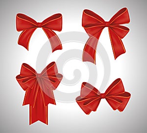 Set of red ribbons bowties decoration