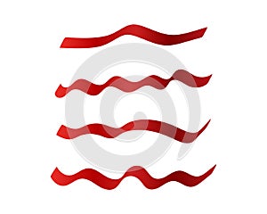 Set of red ribbons on white background. Vector illustration. Ready for your design. Can be used for greeting card, holidays, gifts