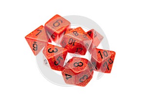 Set of red role playing game dice