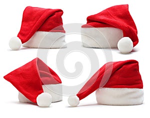 Set of red santa claus hat