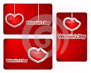 Set of red Valentine's Day gift cards