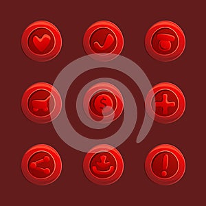 Set of red vector elements For Ui Game
