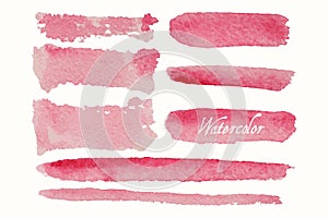 Set of red watercolor blobs and spots photo