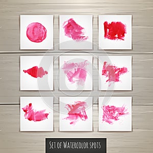 Set of red watercolor brush strokes