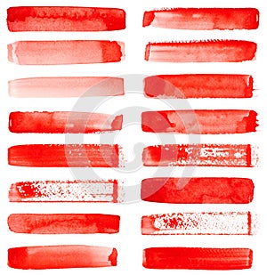 Red watercolor paint blot, blemish, stain photo