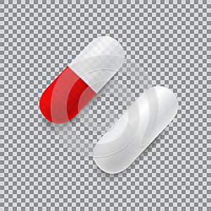 Set of red and white vector realistic pills