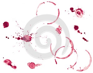 Set of Red Wine Stains and Splatters