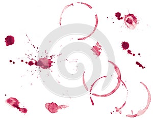 Set of Red Wine Stains and Splatters photo