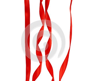 set of red years with various bends and twisting isolated on white background