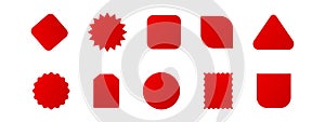 Set of reds price stickers, sale or discount sticker, icons. Special offer price tag.