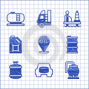 Set Refill petrol fuel location, Spare wheel in the car, Oil tank storage, Barrel oil, Propane gas, Canister for motor