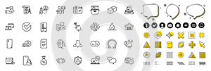 Set of Refrigerator, Cardio training and Verify line icons for web app. Pictogram icon Vector