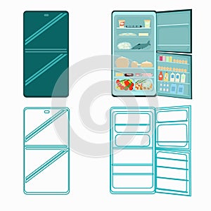 A set of refrigerators from different sides