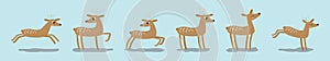 Set of reindeer cartoon icon design template with various models. vector illustration isolated on blue background