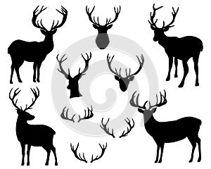Set Reindeer silhouettes vector illustration