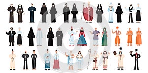 Set of religion people wearing specific uniform. religious figure photo