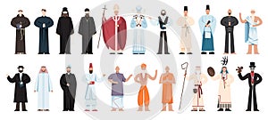 Set of religion people wearing specific uniform. religious figure photo