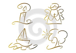 Set of religious symbols (gold)