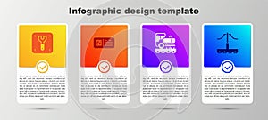 Set Repair of railway, QR code ticket train, Vintage locomotive and Railway. Business infographic template. Vector