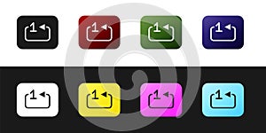 Set Repeat track music player icon isolated on black and white background. The sign is a round curved arrow and the