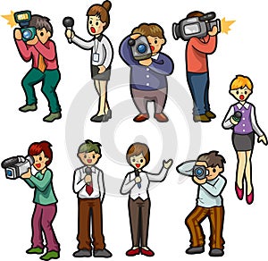 Set of reporter people