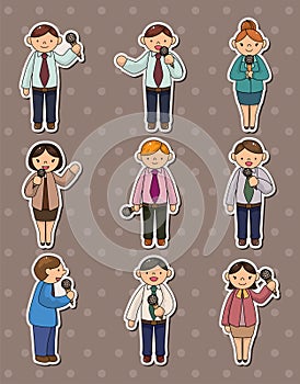 Set of reporter people stickers photo