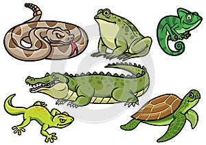 Set of reptile cartoon illustration