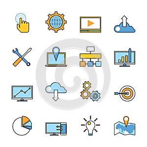 Set of responsive web development line icons. Flat