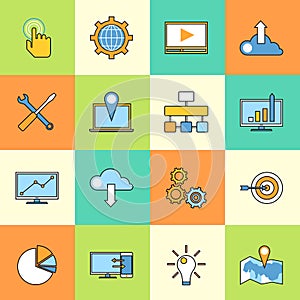 Set of responsive web development line icons. Flat