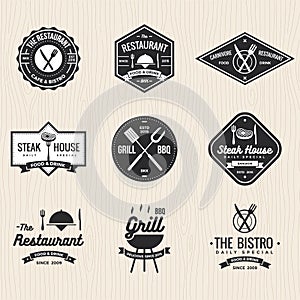 Set of restaurant, foods shop, steak house, grill barbecue - vector illustration