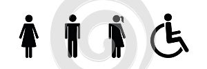 Set of restroom icons including gender neutral icon pictogram