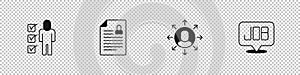 Set Resume, Multitasking manager working and Search job icon. Vector