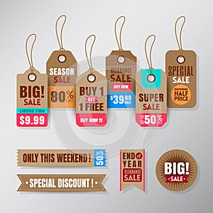 Set of retail sale tags design elements