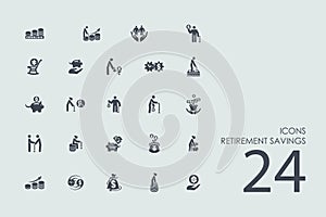 Set of retirement savings icons