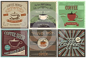 Set of retro background with coffee design.