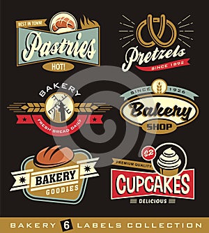 Set of retro bakery shop design elements