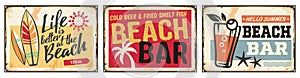 Set of retro beach bar signs