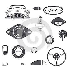 Set of Retro car design vintage element. Vector