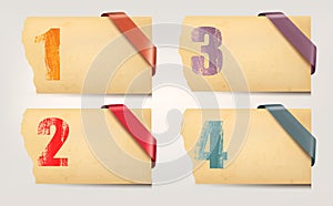 Set of retro cardboard paper banners with color ri