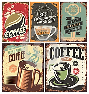 Un conjunto compuesto por café estano sellos 